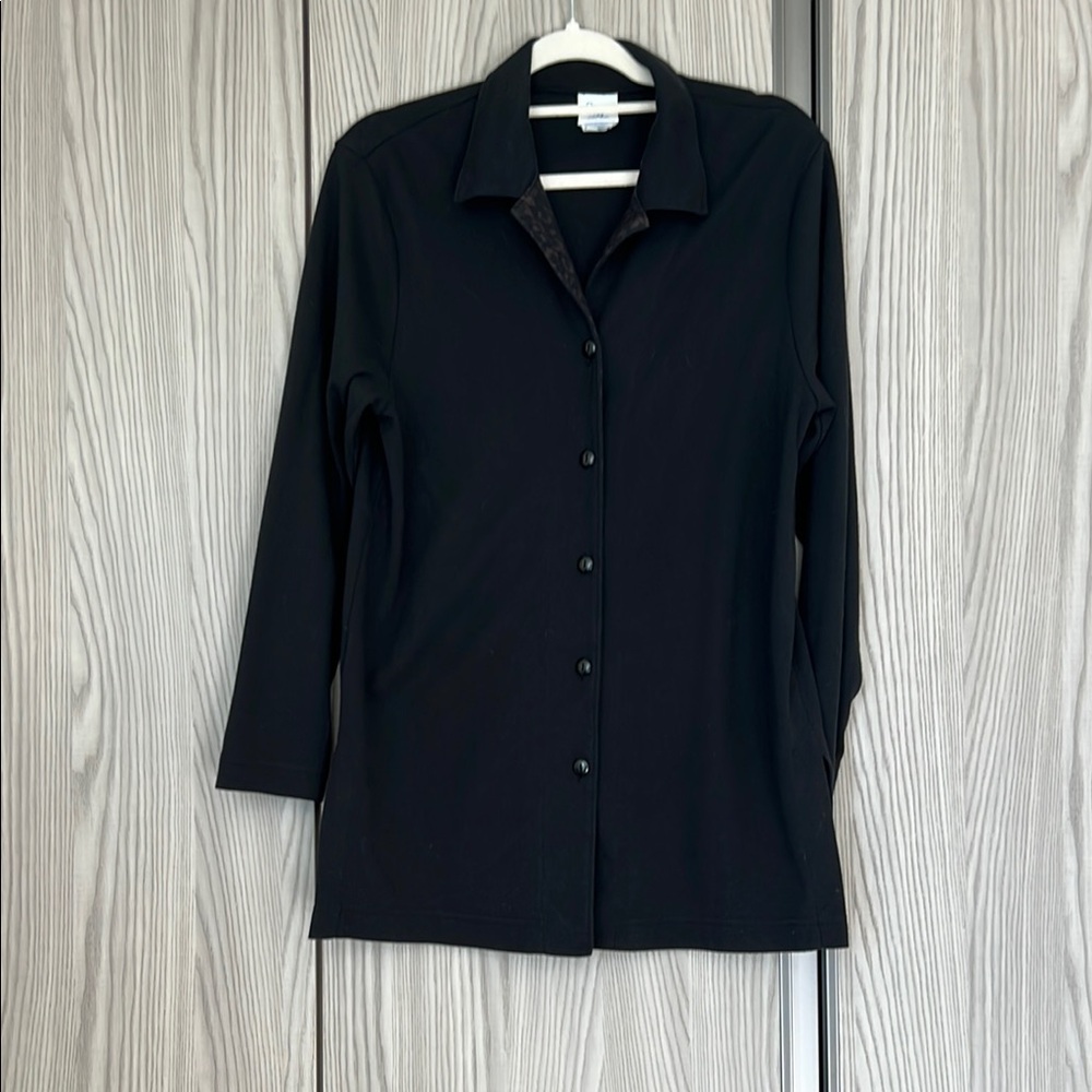 Weekenders Black Button Down Shirt with Notched Collar